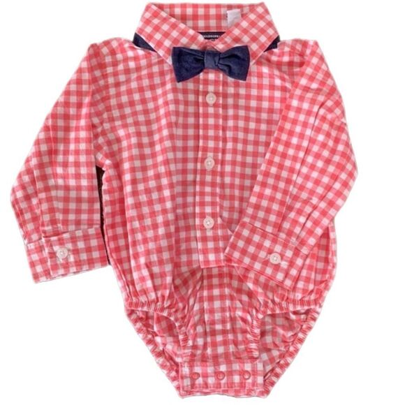 NWT Children’s Place Baby Boys Gingham Bodysuit w/ Bow Tie – Size 3-6M (NWT) - Picture 2 of 6